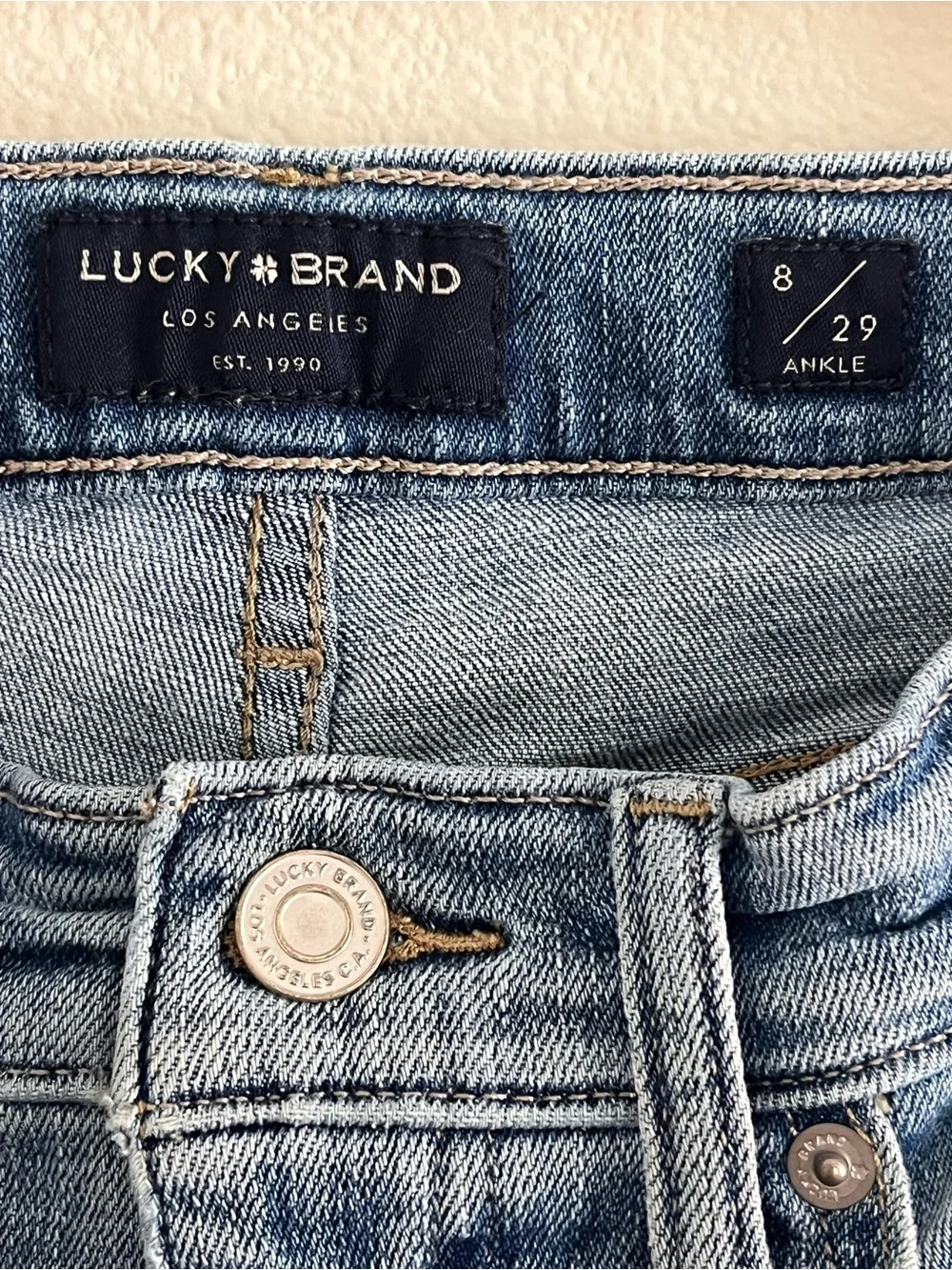Lucky Brand Light Wash High-Rise Skinny Bridgette Jeans Raw Hem Sz 8 Inseam 25.5